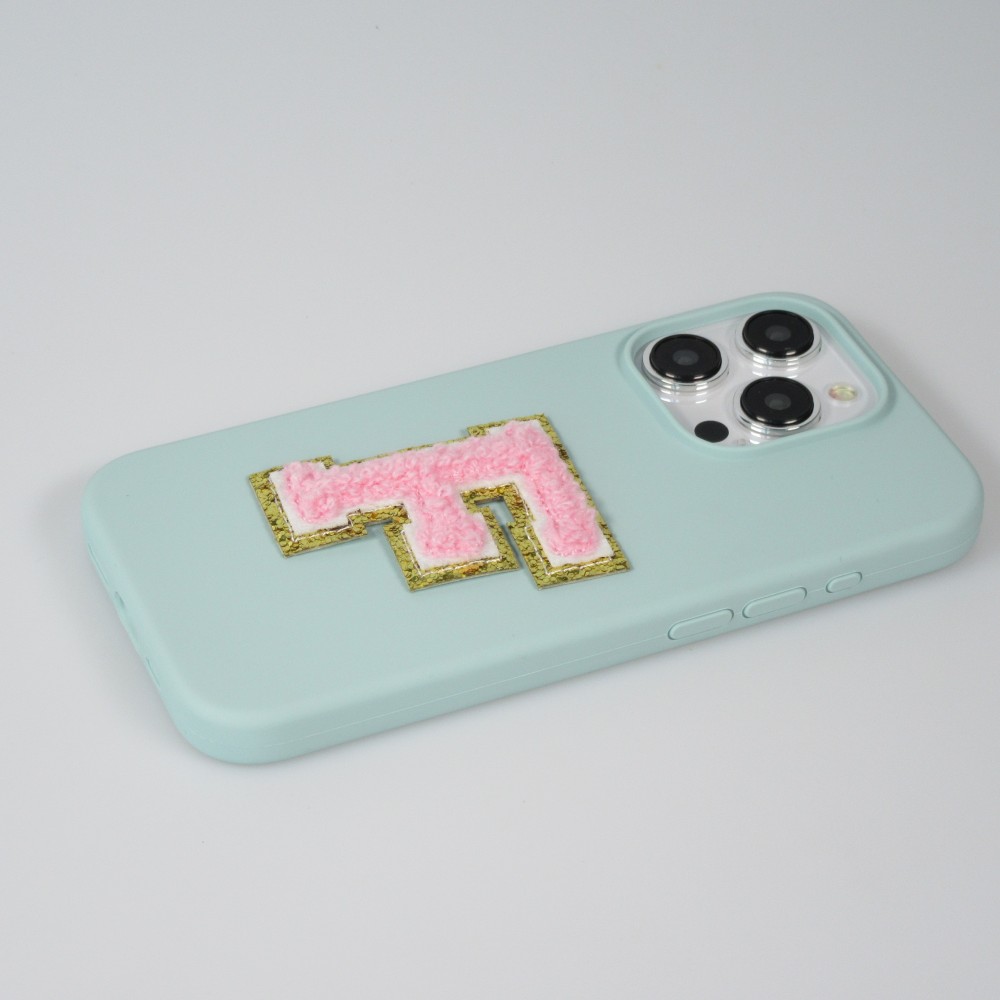 Autocollant sticker pour téléphone/tablette/ordinateur brodé en 3D rose clair - Lettre I