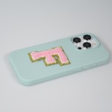 Autocollant sticker pour téléphone/tablette/ordinateur brodé en 3D rose clair - Lettre I