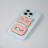 Autocollant sticker pour téléphone/tablette/ordinateur brodé en 3D rose clair - Lettre I