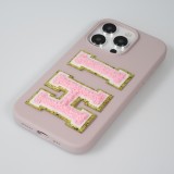 Autocollant sticker pour téléphone/tablette/ordinateur brodé en 3D rose clair - Lettre I