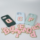 Autocollant sticker pour téléphone/tablette/ordinateur brodé en 3D rose clair - Lettre I