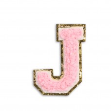 Autocollant sticker pour téléphone/tablette/ordinateur brodé en 3D rose clair - Lettre J