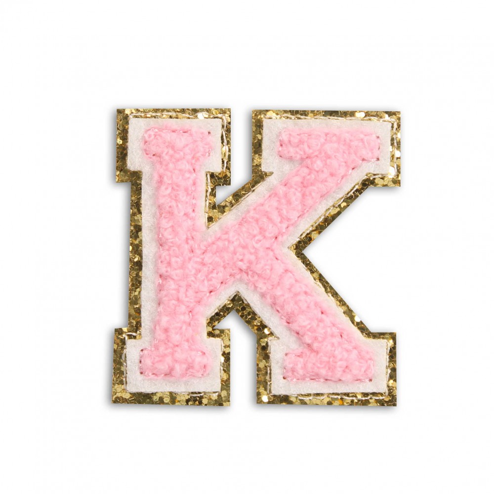 Sticker Aufkleber für Handy/Tablet/Computer 3D gestickt Hellrosa - Buchstabe K
