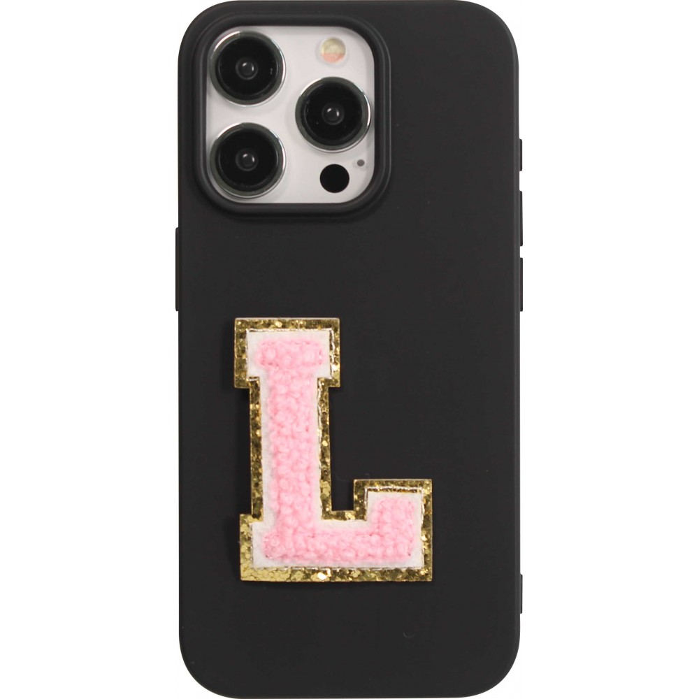 Autocollant sticker pour téléphone/tablette/ordinateur brodé en 3D rose clair - Lettre L