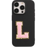 Autocollant sticker pour téléphone/tablette/ordinateur brodé en 3D rose clair - Lettre L