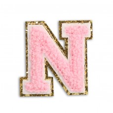 Autocollant sticker pour téléphone/tablette/ordinateur brodé en 3D rose clair - Lettre N