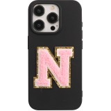 Autocollant sticker pour téléphone/tablette/ordinateur brodé en 3D rose clair - Lettre N