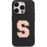 Autocollant sticker pour téléphone/tablette/ordinateur brodé en 3D rose clair - Lettre S
