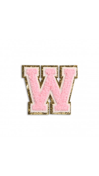 Sticker Aufkleber für Handy/Tablet/Computer 3D gestickt Hellrosa - Buchstabe W