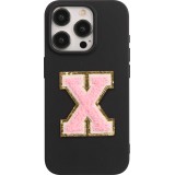 Sticker Aufkleber für Handy/Tablet/Computer 3D gestickt Hellrosa - Buchstabe X