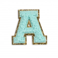Autocollant sticker pour téléphone/tablette/ordinateur brodé en 3D turquoise - Lettre A