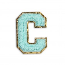 Autocollant sticker pour téléphone/tablette/ordinateur brodé en 3D turquoise - Lettre C