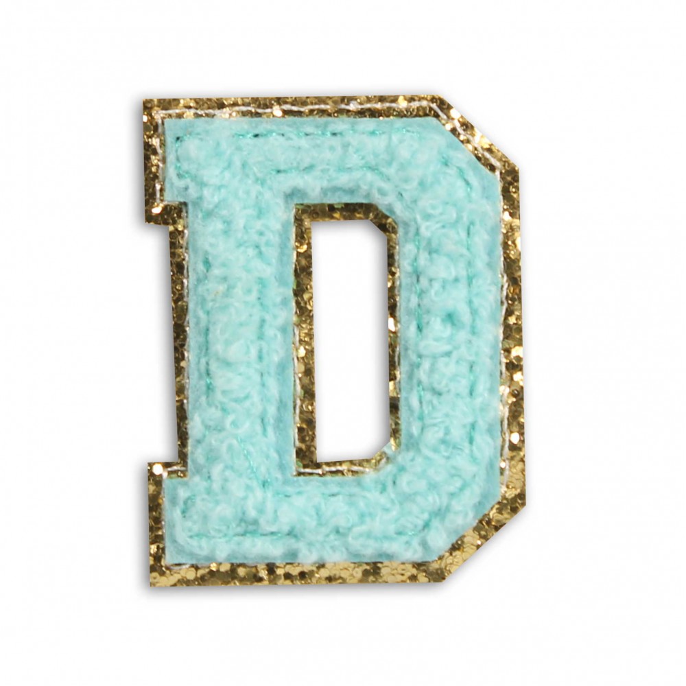 Autocollant sticker pour téléphone/tablette/ordinateur brodé en 3D turquoise - Lettre D