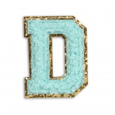 Autocollant sticker pour téléphone/tablette/ordinateur brodé en 3D turquoise - Lettre D