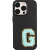 Autocollant sticker pour téléphone/tablette/ordinateur brodé en 3D turquoise - Lettre G