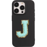 Autocollant sticker pour téléphone/tablette/ordinateur brodé en 3D turquoise - Lettre J