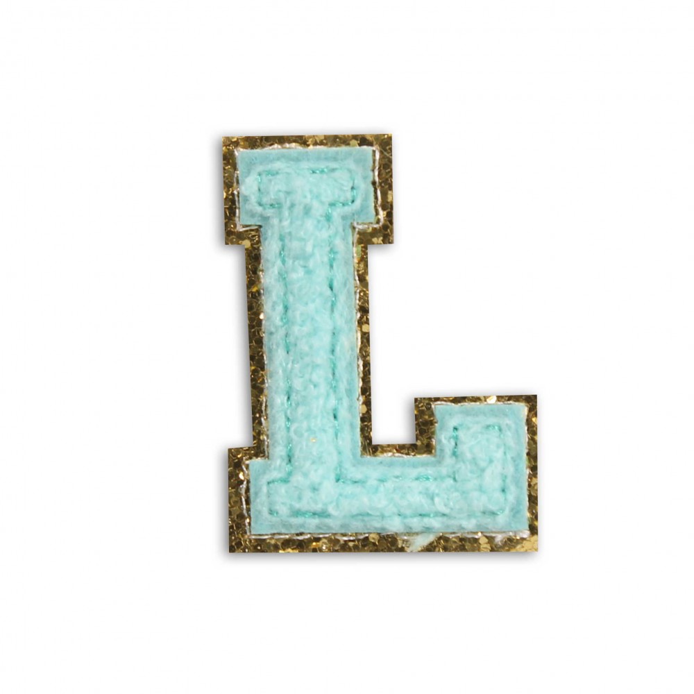 Autocollant sticker pour téléphone/tablette/ordinateur brodé en 3D turquoise - Lettre L
