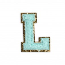 Autocollant sticker pour téléphone/tablette/ordinateur brodé en 3D turquoise - Lettre L