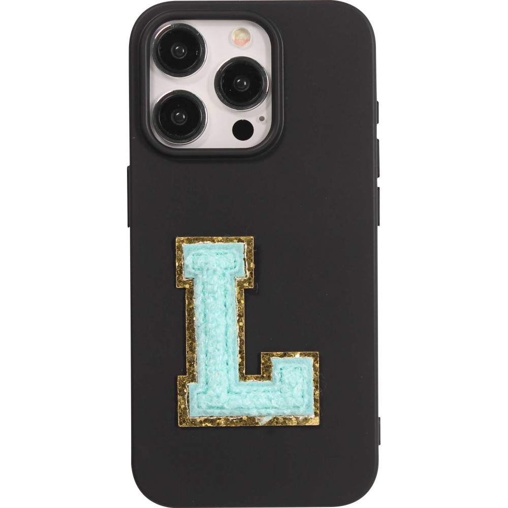 Autocollant sticker pour téléphone/tablette/ordinateur brodé en 3D turquoise - Lettre L