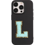 Autocollant sticker pour téléphone/tablette/ordinateur brodé en 3D turquoise - Lettre L