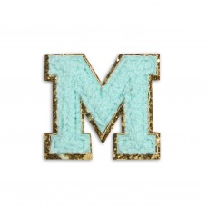 Autocollant sticker pour téléphone/tablette/ordinateur brodé en 3D turquoise - Lettre M