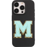 Autocollant sticker pour téléphone/tablette/ordinateur brodé en 3D turquoise - Lettre M