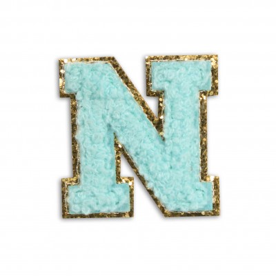 Autocollant sticker pour téléphone/tablette/ordinateur brodé en 3D turquoise - Lettre N