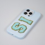 Autocollant sticker pour téléphone/tablette/ordinateur brodé en 3D turquoise - Lettre N