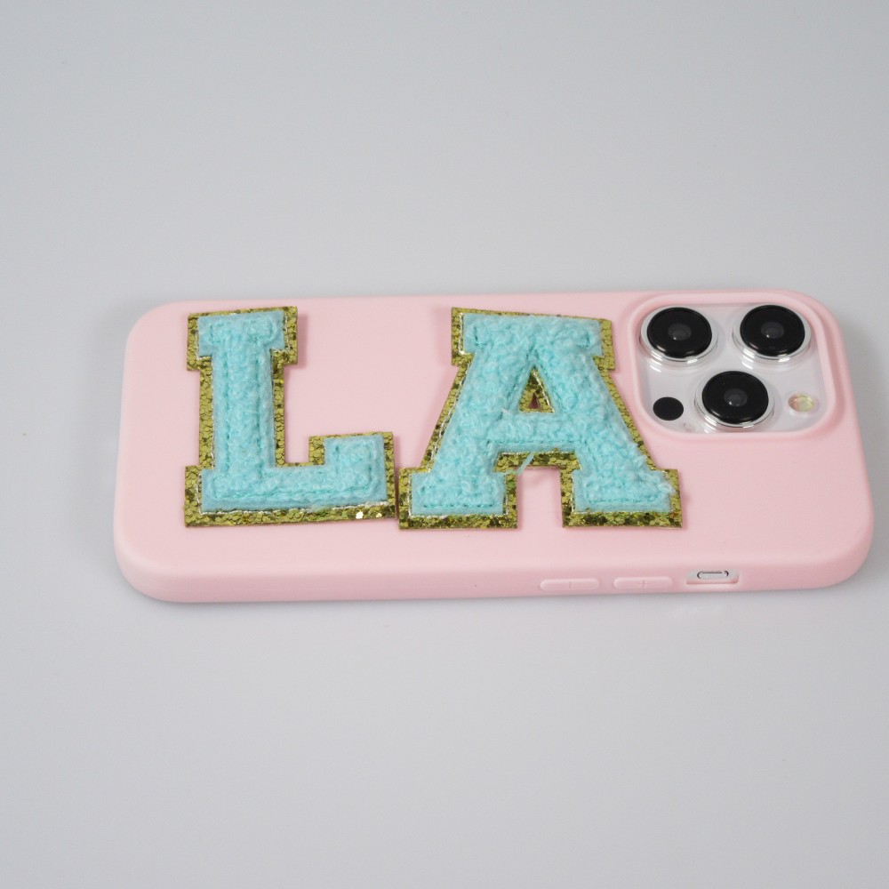 Autocollant sticker pour téléphone/tablette/ordinateur brodé en 3D turquoise - Lettre N