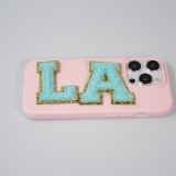 Autocollant sticker pour téléphone/tablette/ordinateur brodé en 3D turquoise - Lettre N