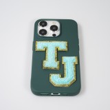 Autocollant sticker pour téléphone/tablette/ordinateur brodé en 3D turquoise - Lettre N