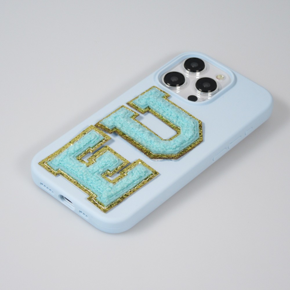 Autocollant sticker pour téléphone/tablette/ordinateur brodé en 3D turquoise - Lettre N
