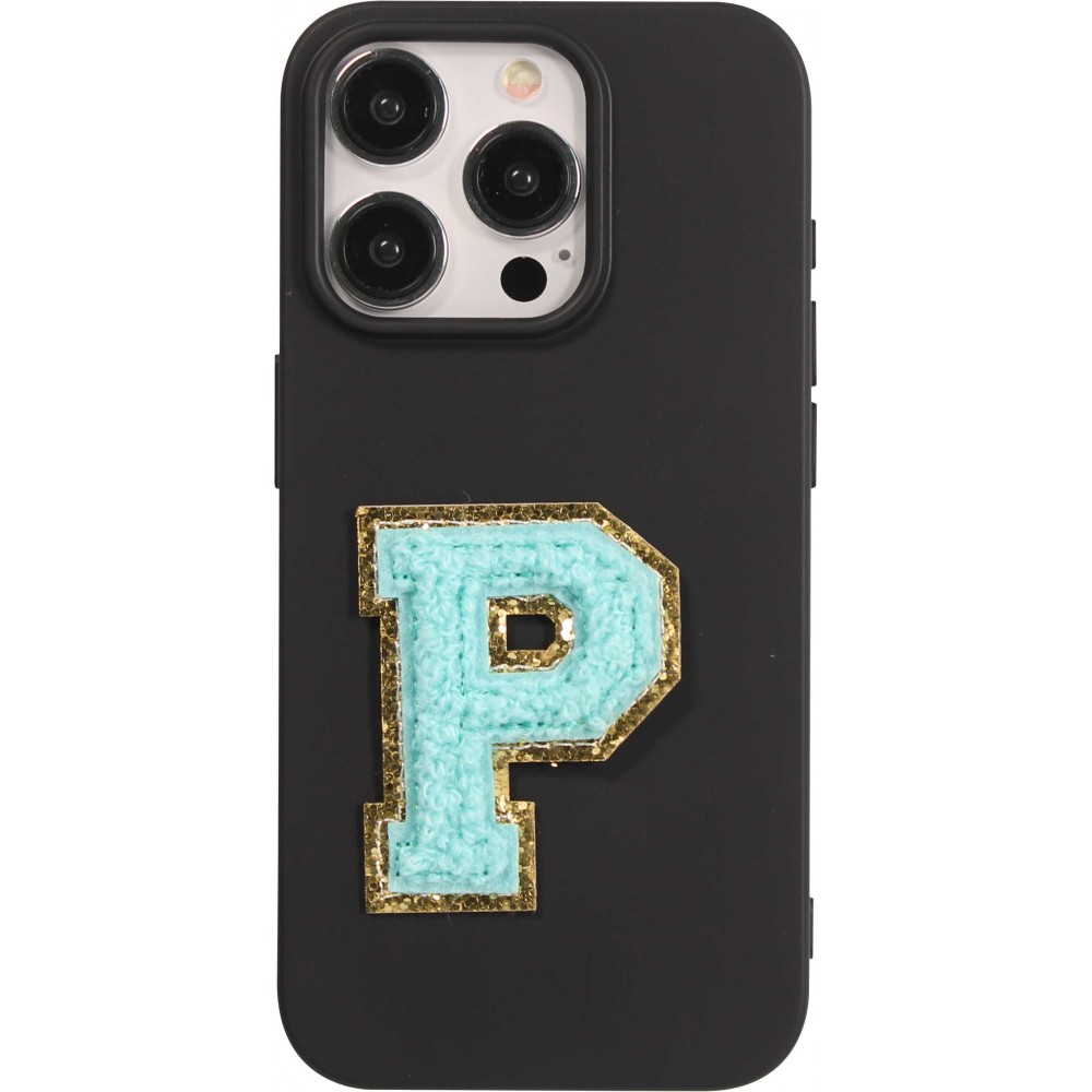 Autocollant sticker pour téléphone/tablette/ordinateur brodé en 3D turquoise - Lettre P