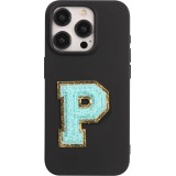 Autocollant sticker pour téléphone/tablette/ordinateur brodé en 3D turquoise - Lettre P