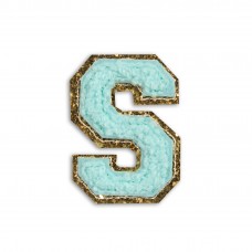 Autocollant sticker pour téléphone/tablette/ordinateur brodé en 3D turquoise - Lettre S