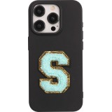 Autocollant sticker pour téléphone/tablette/ordinateur brodé en 3D turquoise - Lettre S