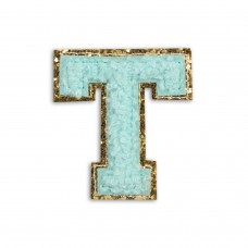 Autocollant sticker pour téléphone/tablette/ordinateur brodé en 3D turquoise - Lettre T