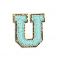 Autocollant sticker pour téléphone/tablette/ordinateur brodé en 3D turquoise - Lettre U