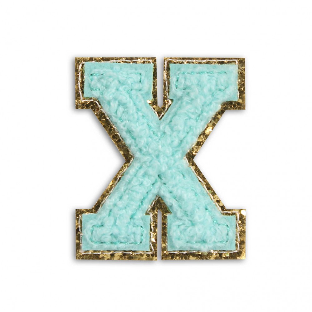 Autocollant sticker pour téléphone/tablette/ordinateur brodé en 3D turquoise - Lettre X