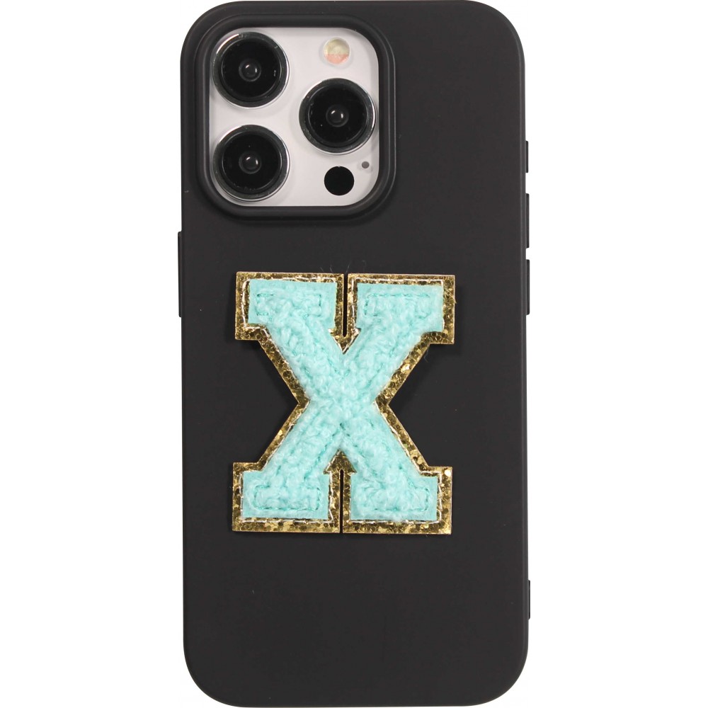 Autocollant sticker pour téléphone/tablette/ordinateur brodé en 3D turquoise - Lettre X