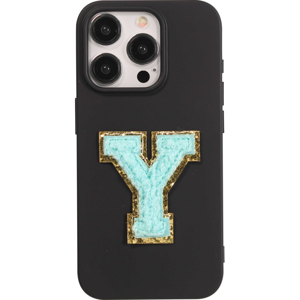 Autocollant sticker pour téléphone/tablette/ordinateur brodé en 3D turquoise - Lettre Y