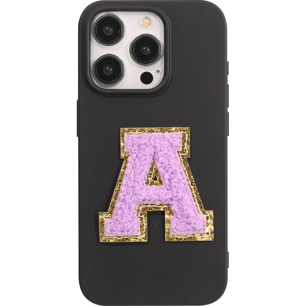 Autocollant sticker pour téléphone/tablette/ordinateur brodé en 3D violet - Lettre A