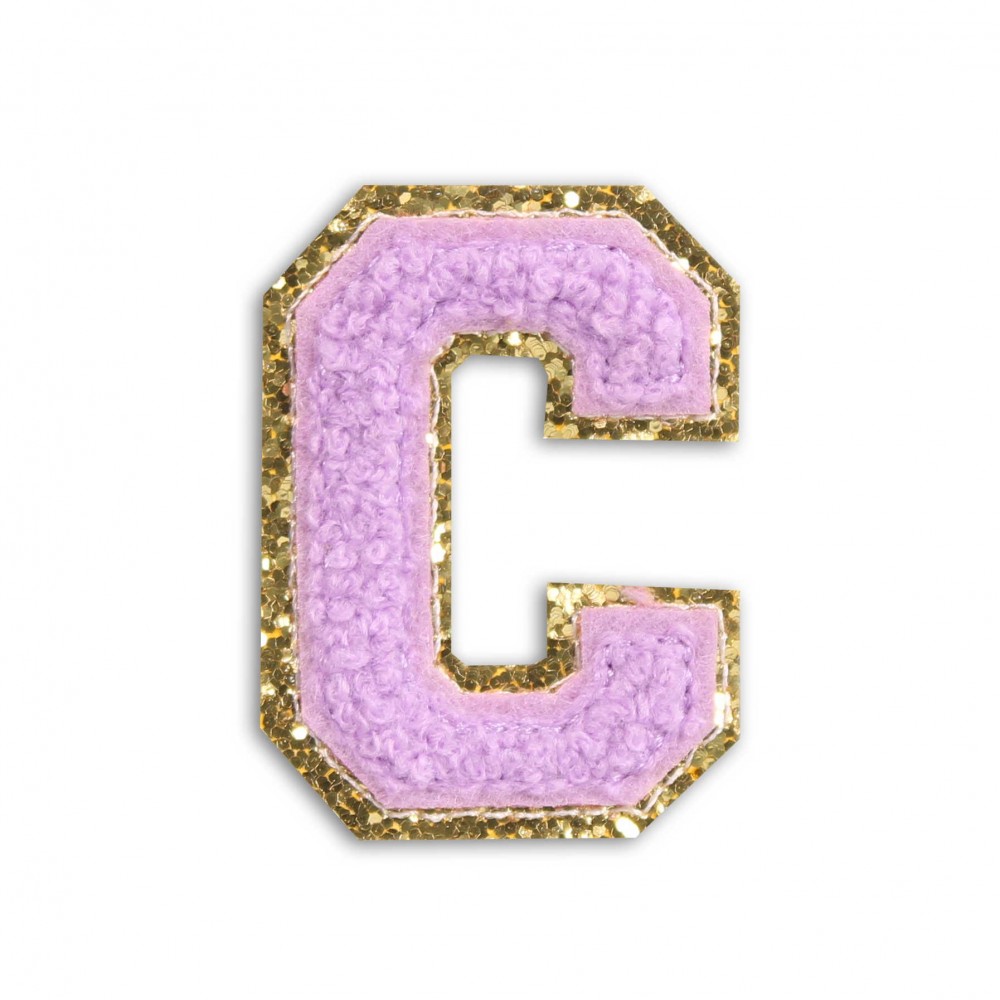 Autocollant sticker pour téléphone/tablette/ordinateur brodé en 3D violet - Lettre C