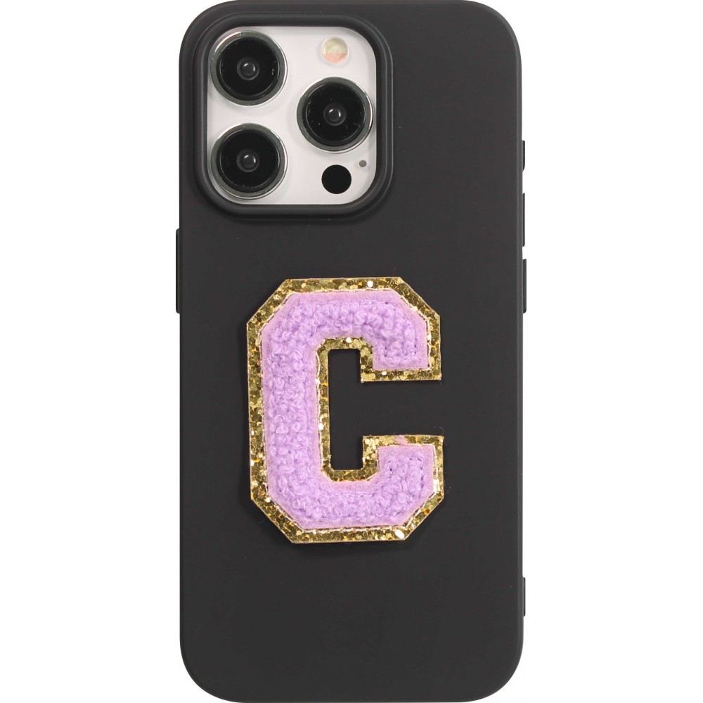 Autocollant sticker pour téléphone/tablette/ordinateur brodé en 3D violet - Lettre C