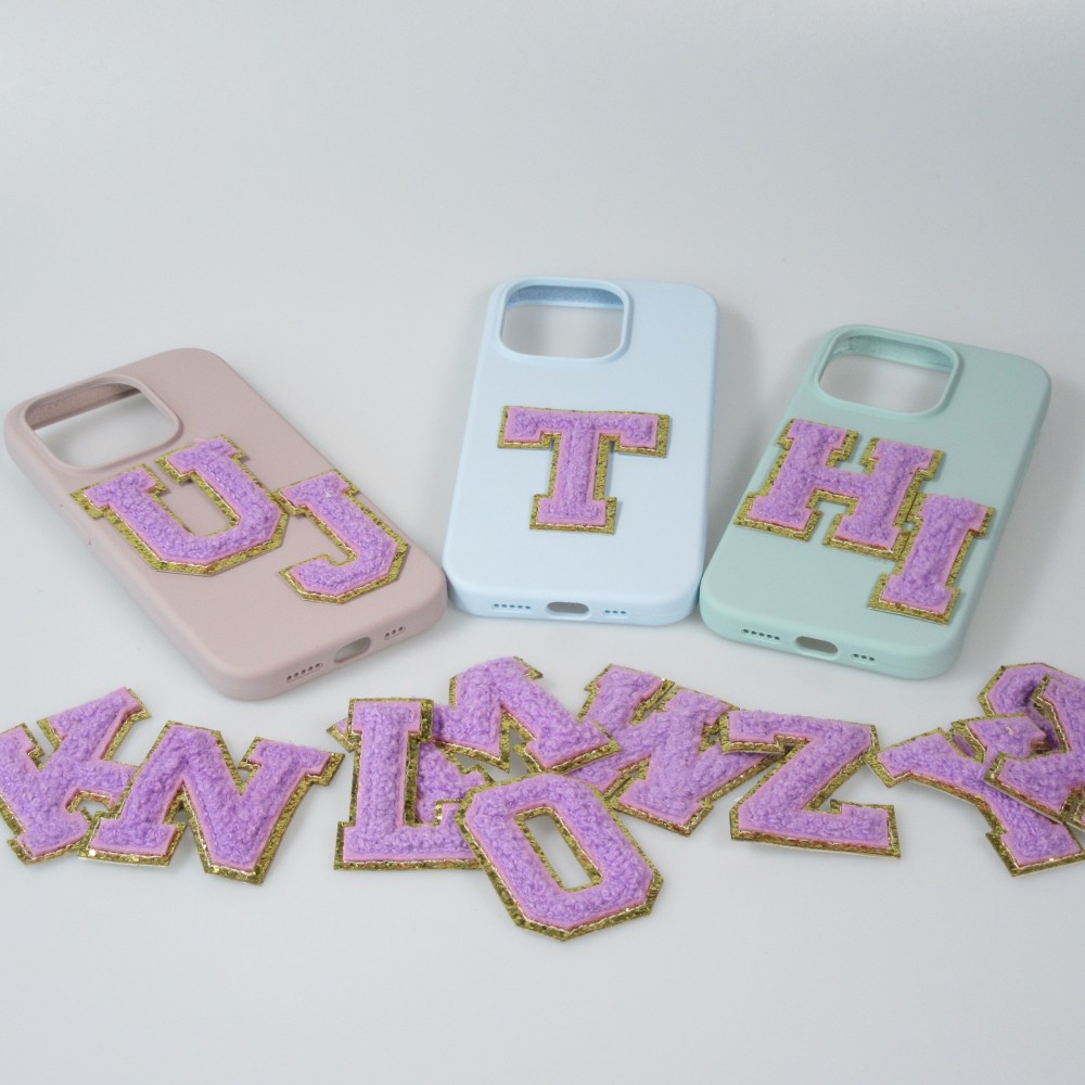 Autocollant sticker pour téléphone/tablette/ordinateur brodé en 3D violet - Lettre G