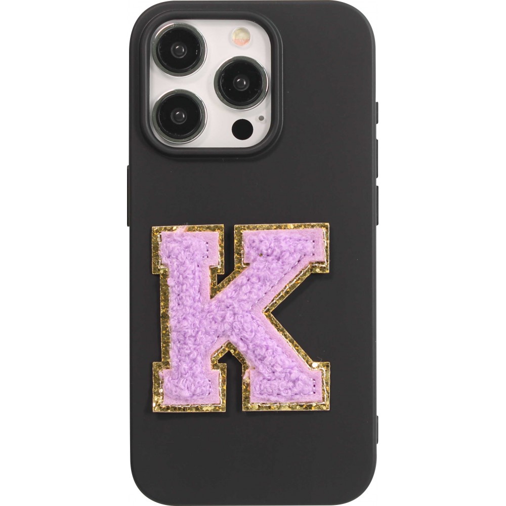 Autocollant sticker pour téléphone/tablette/ordinateur brodé en 3D violet - Lettre K