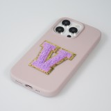 Autocollant sticker pour téléphone/tablette/ordinateur brodé en 3D violet - Lettre P