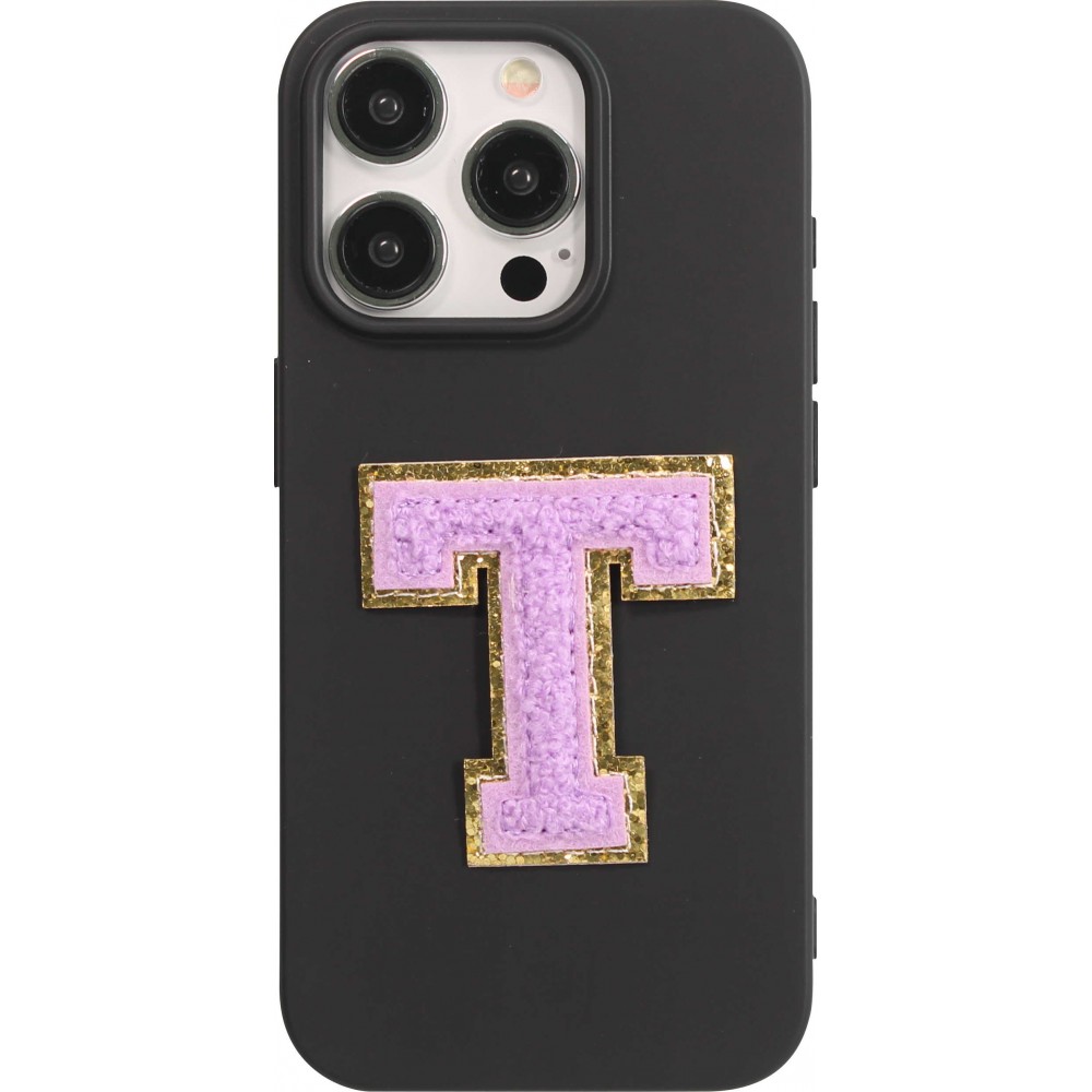 Autocollant sticker pour téléphone/tablette/ordinateur brodé en 3D violet - Lettre T