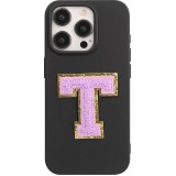 Autocollant sticker pour téléphone/tablette/ordinateur brodé en 3D violet - Lettre T