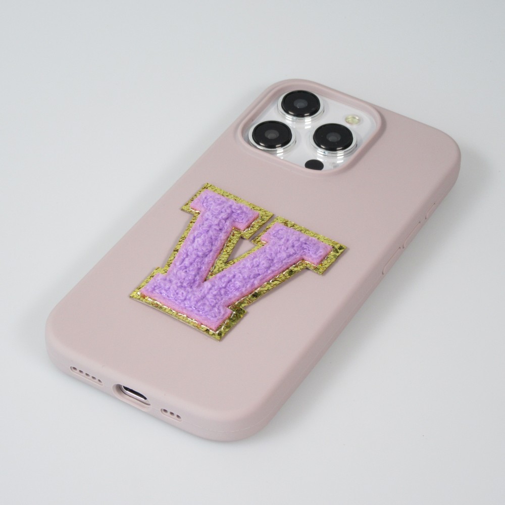 Autocollant sticker pour téléphone/tablette/ordinateur brodé en 3D violet - Lettre T